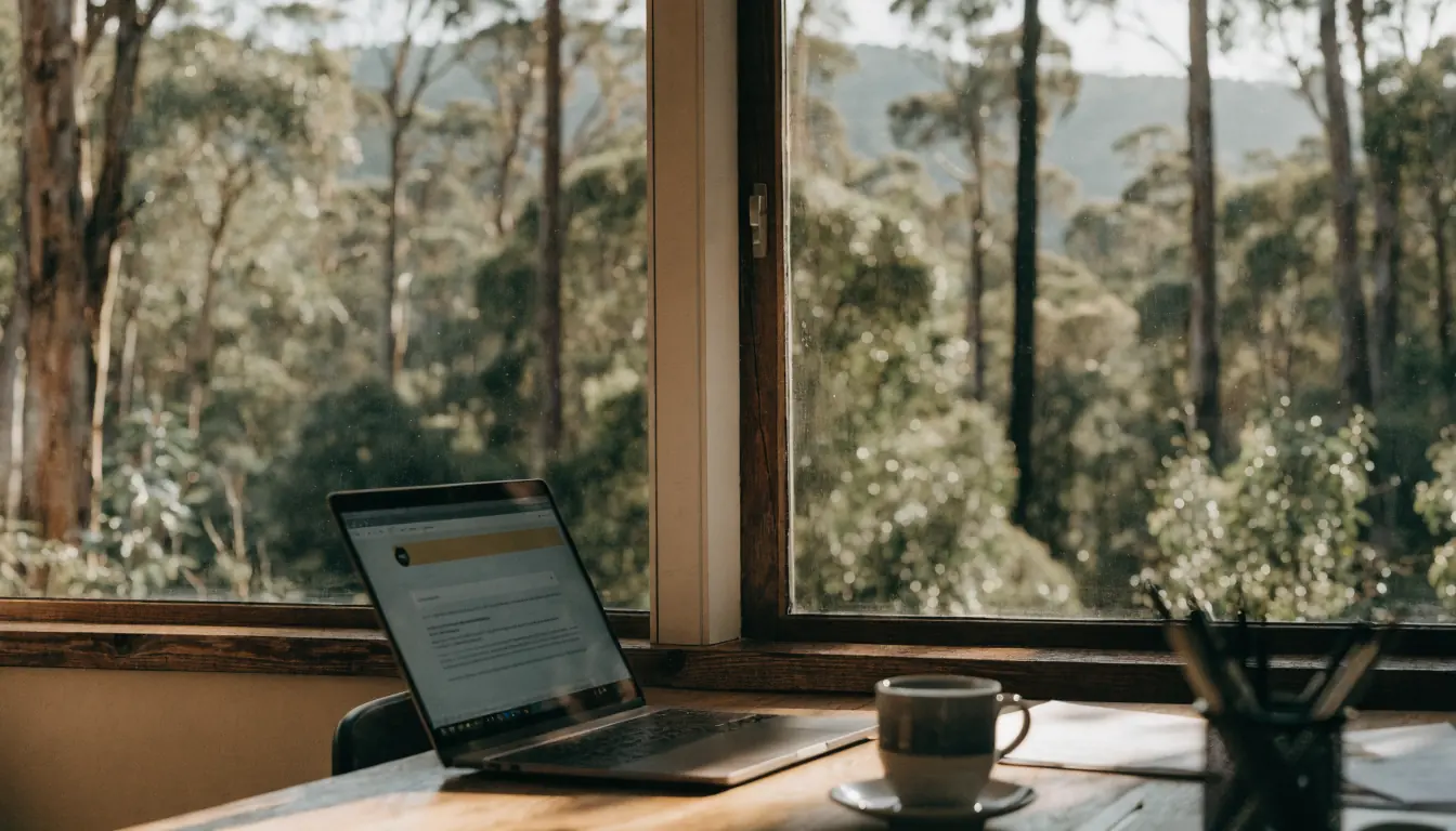 Australian office with laptop showing cookie consent banner