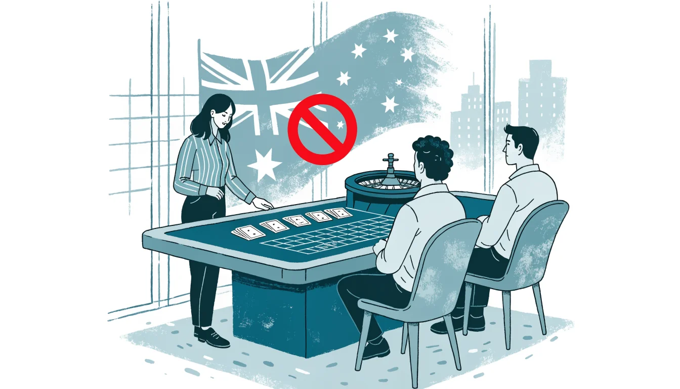 Live dealer table blocked by Australian prohibition sign